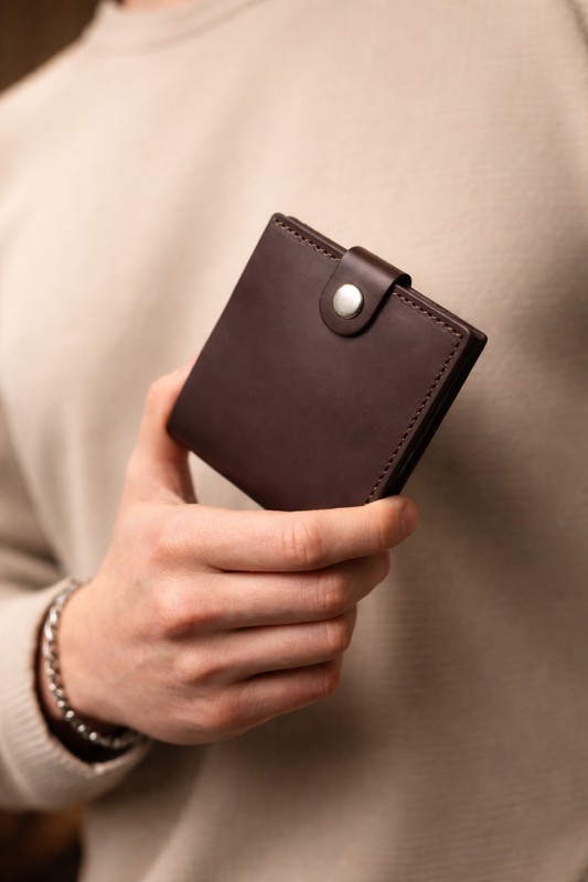 Handmade Brown Leather Wallet Mens Classic Bifold Wallet Gift For Him Coin Pocket