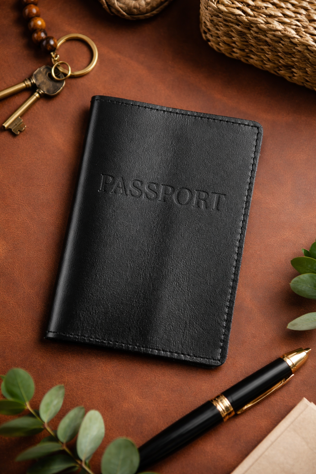 Handmade Smooth Leather Passport Cover Passport Holder Gift for Him
