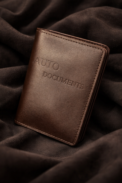 Handmade Leather Car Document Cover Gift for Him Genuine Smooth Leather Vehicle Documents Holder