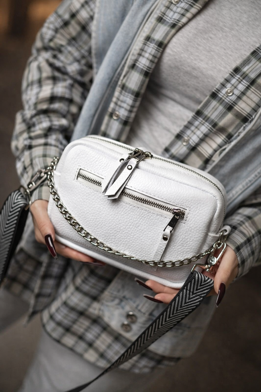 Handmade White Flotar Leather Crossbody Bag Gift for Her Womens Small Genuine Leather Shoulder Bag