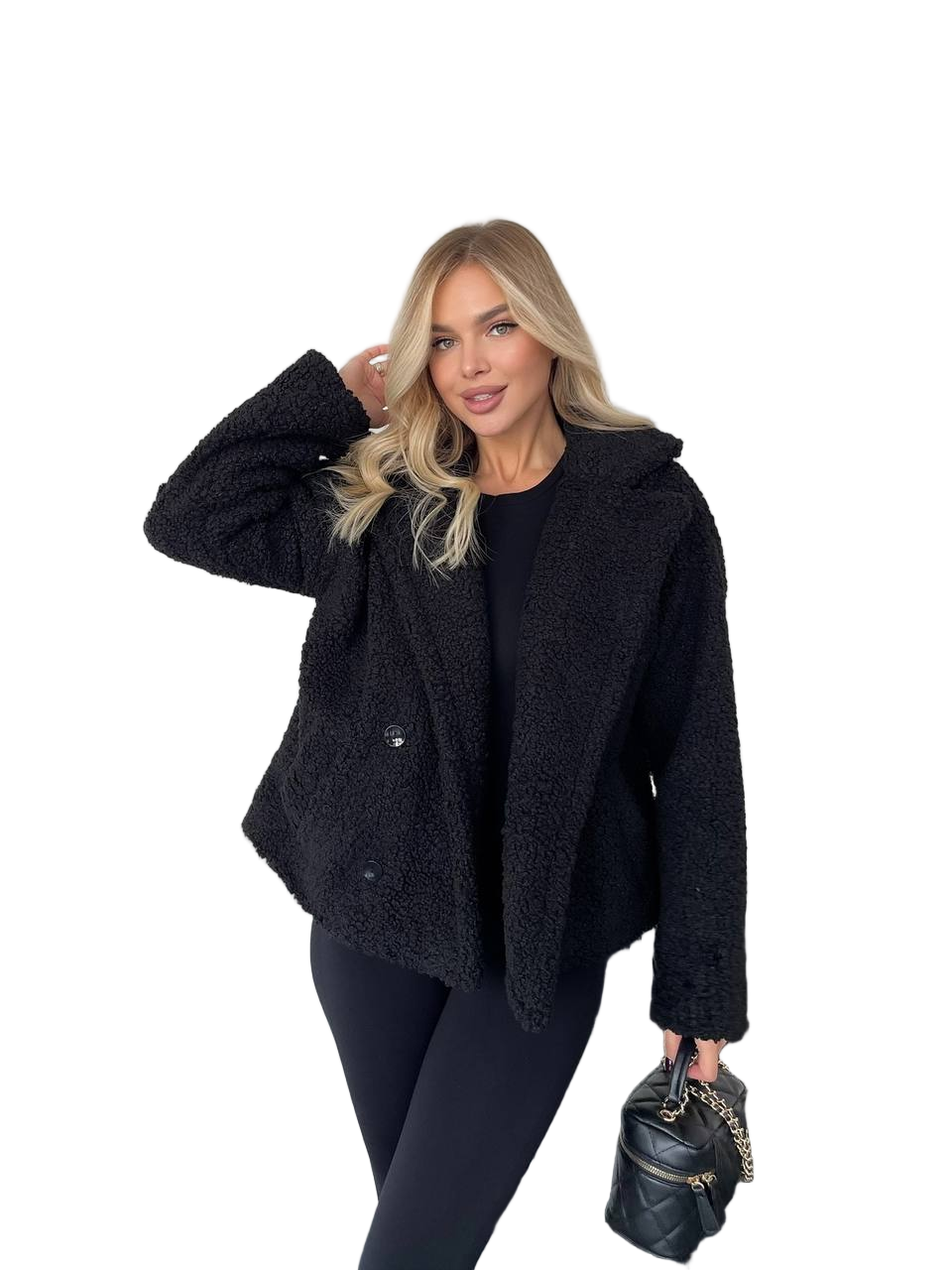 Black Teddy Faux Fur Coat Jacket Oversized Blazer