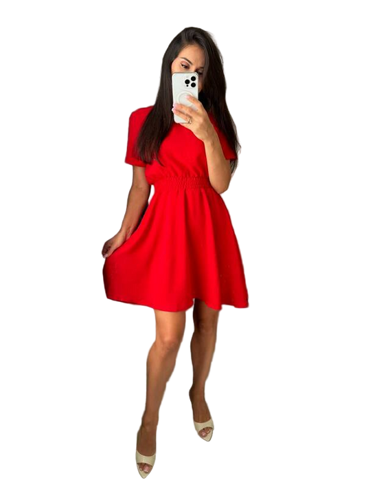 Lightweight Red Crepe Dress for Hot Summer Days