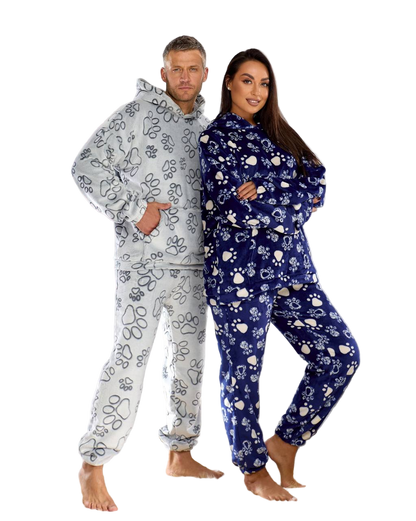 Unisex Warm Plush Pajamas with Hood Cozy Loungewear