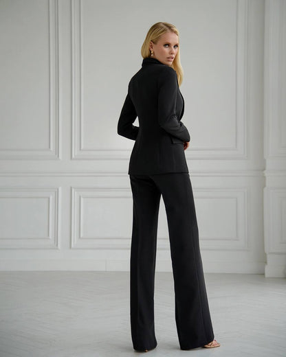 Womens Premium Diagonal Crepe Suit with Satin Collar
