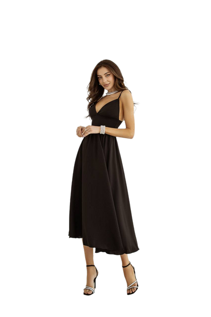 Sany Black Midi Dress Women Premium Las Vegas Knitwear