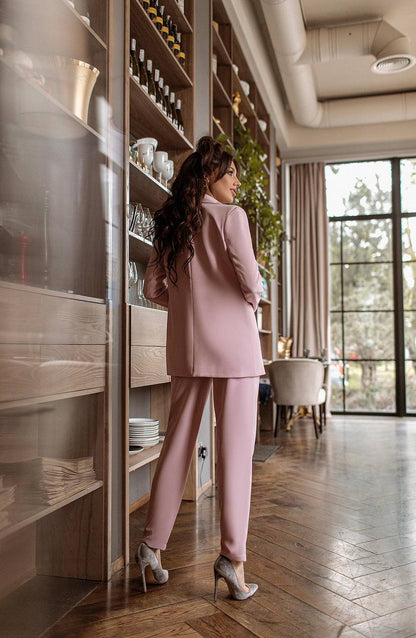 Stylish Trousers Suit Set with Lined Jacket in Multiple Colors