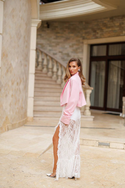Women Skirt and Shorts Set Guipure Knitwear Micro Diving