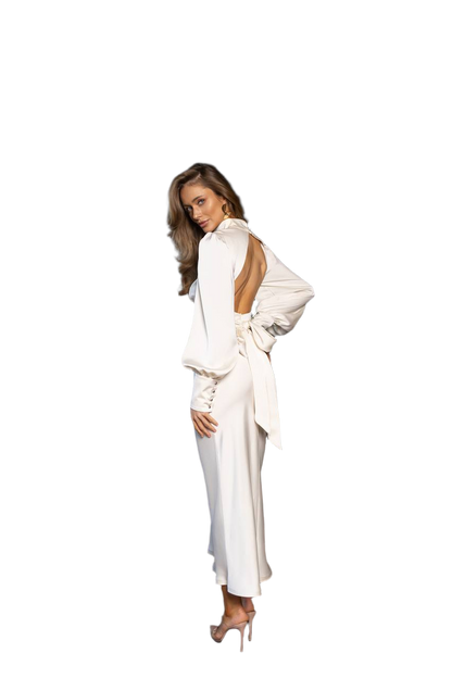 Elegant Backless Satin Midi Dress for Women