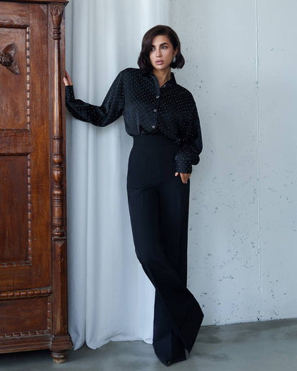 Womens Premium Diagonal Crepe Suit Trousers Black