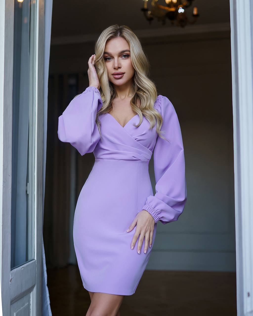 Womens Sweetheart Neckline Puff Sleeve Mini Dress