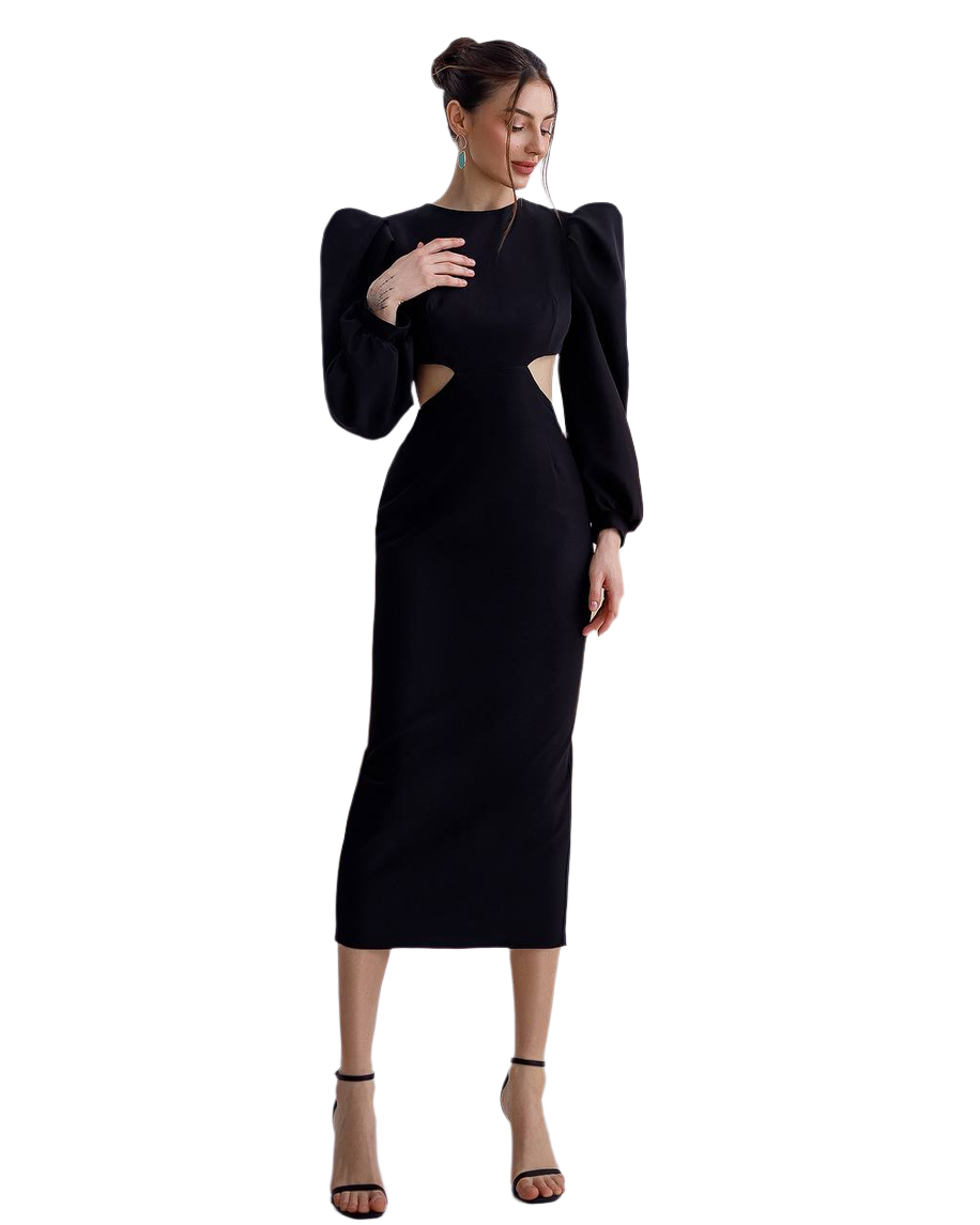 Elegant Women's Midi Dress Premium Suit Diagonal Fabric