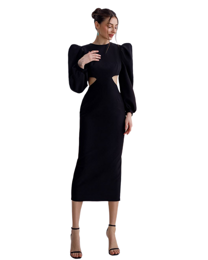 Elegant Women's Midi Dress Premium Suit Diagonal Fabric