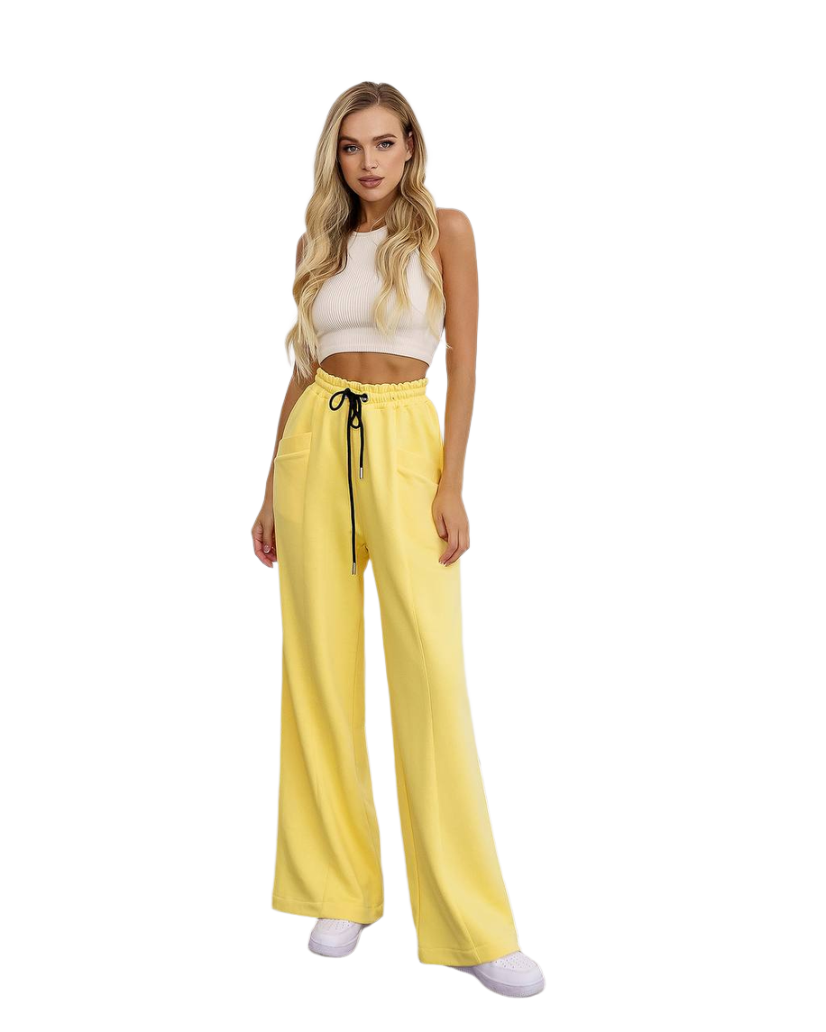 Lux Cotton Loopback Knit Wide Leg Pants for Women