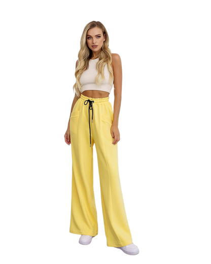 Lux Cotton Loopback Knit Wide Leg Pants for Women
