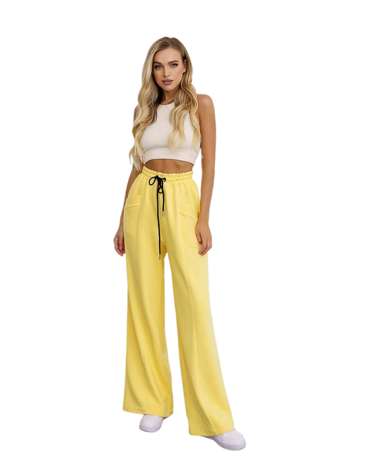 Lux Cotton Loopback Knit Wide Leg Pants for Women