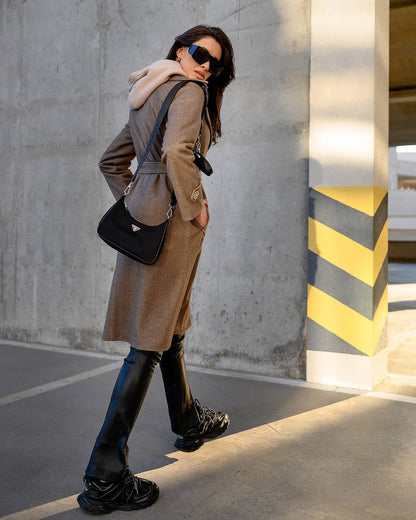 Elegant Wool Coat with Long Length and Belted Waist for Stylish Fall Wardrobe
