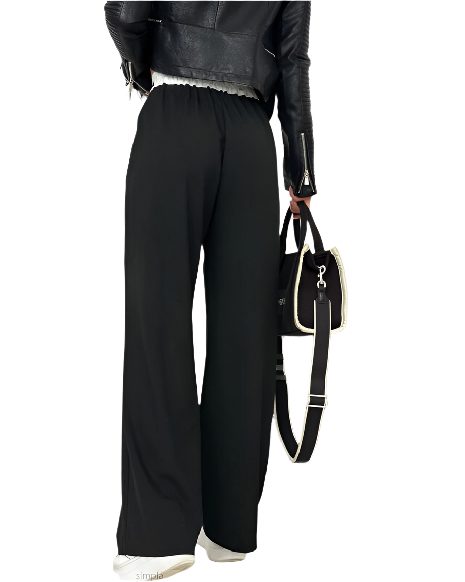 Black Loose Fit Summer Trousers for Women