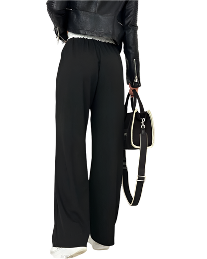 Black Loose Fit Summer Trousers for Women