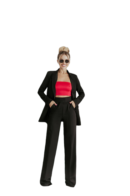 Oversized Black Diagonal Crepe Suit for Women