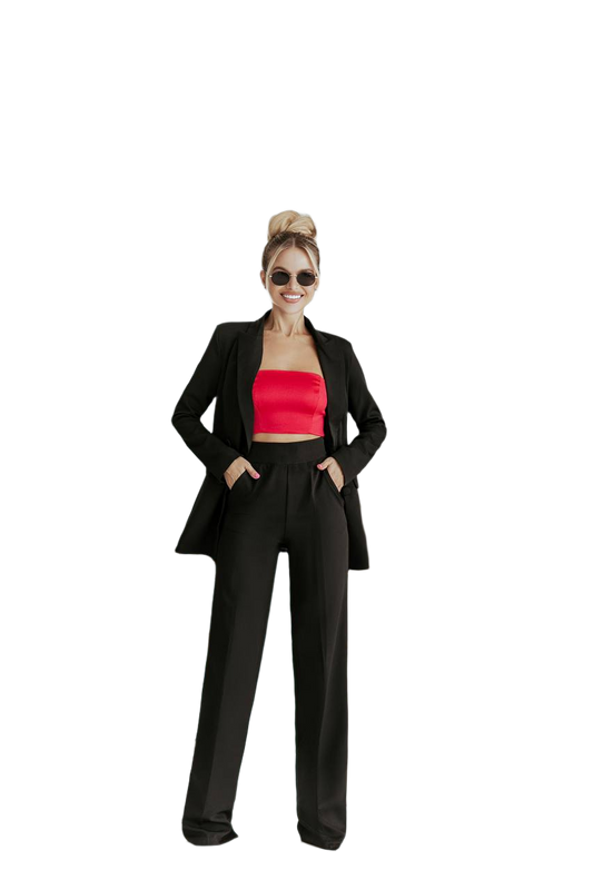 Oversized Black Diagonal Crepe Suit for Women