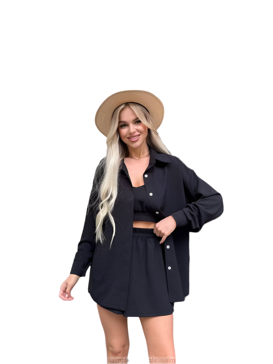 Black Three-Piece Summer Suit for Women
