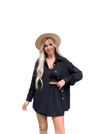 Black Three-Piece Summer Suit for Women