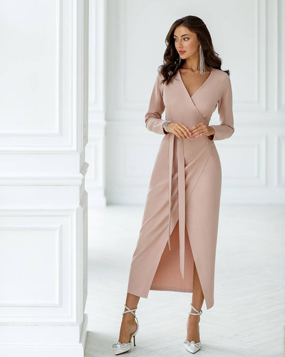 Elegant Wrap Midi Dress for Women in Multiple Colors