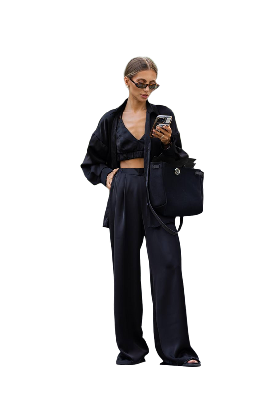 Luxury Satin Three-Piece Suit for Women
