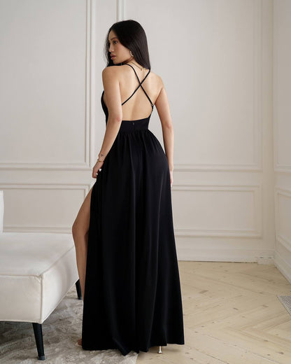 Elegant Crepe Silk Evening Dress for Women