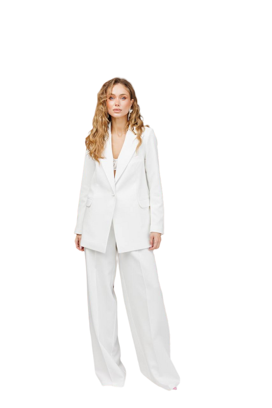 Premium Quality Women's Suit Diagonal Crepe Wide Leg Pants and Blazer