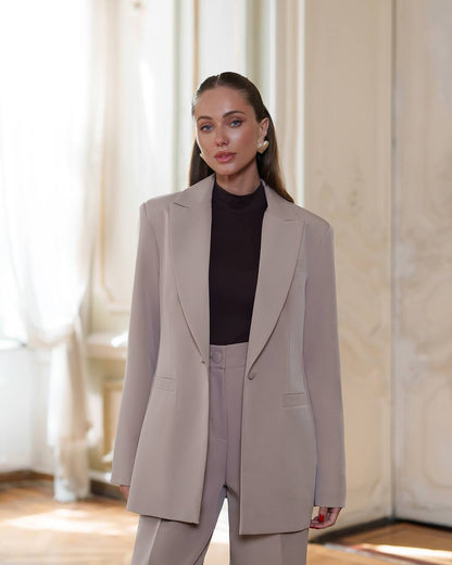Womens Premium Diagonal Suiting Crepe Suit Jacket and Trousers