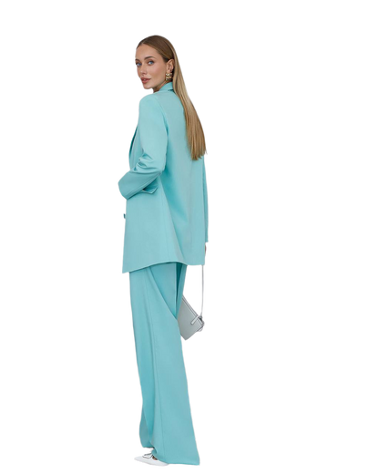 Elegant Polished Tiar and Lux Fabric Women's Suit in Tiffany Blue