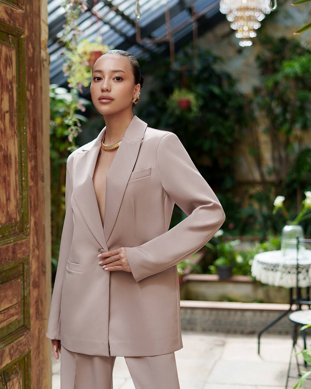 Womens Premium Diagonal Suiting Crepe Suit Jacket and Trousers