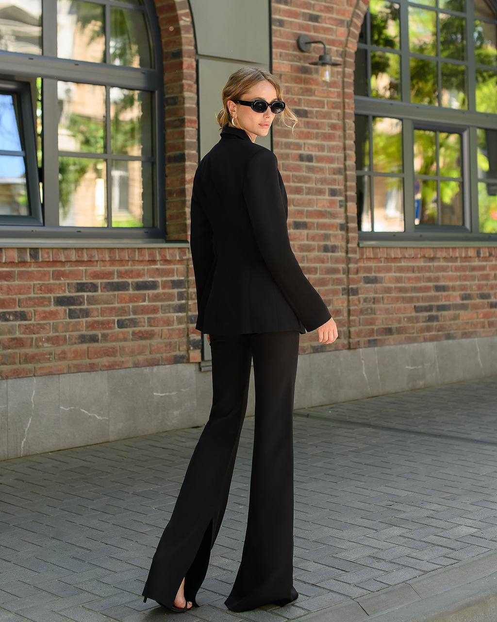 Premium Diagonal Crepe Women's Suit Black