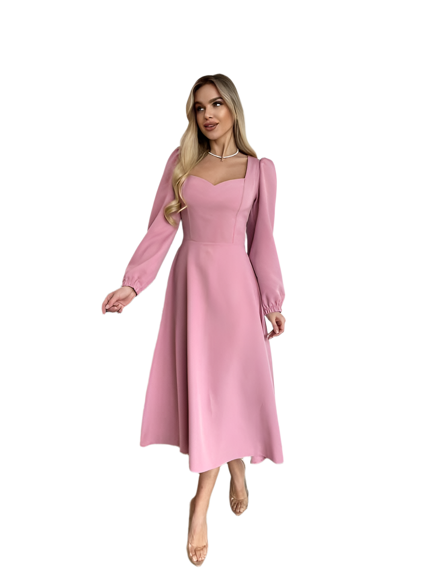 Charming Midi Dress for All Occasions Elegant and Versatile with Pockets and Stylish Sleeve