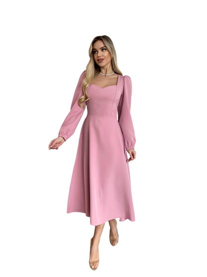 Charming Midi Dress for All Occasions Elegant and Versatile with Pockets and Stylish Sleeve