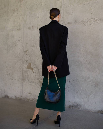 Oversize Black Blazer for Women Premium Suiting Crepe