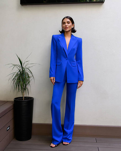 Womens Premium Crepe Diagonale Suit Electric Blue - XS L