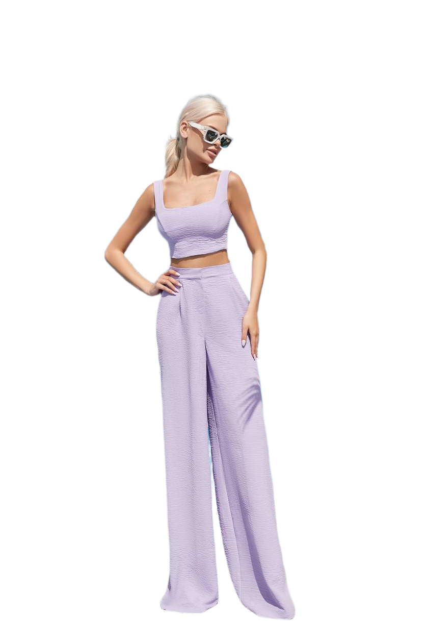 Women Suit Pants and Crop Top Set in American Crepe Fabric