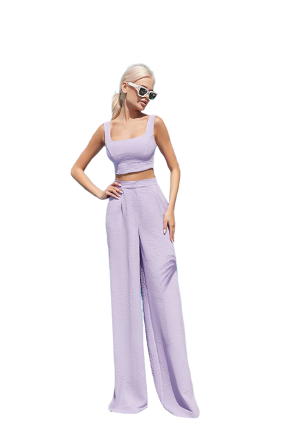 Women Suit Pants and Crop Top Set in American Crepe Fabric