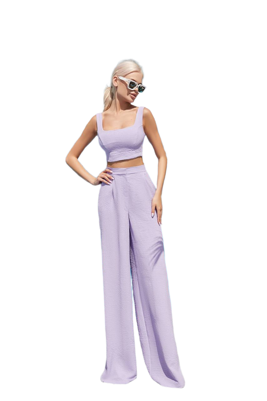 Women Suit Pants and Crop Top Set in American Crepe Fabric