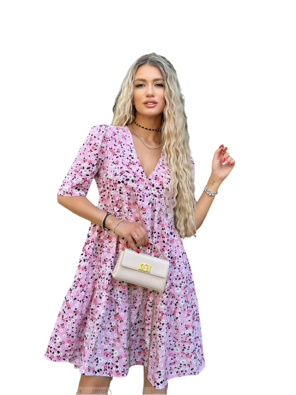 Elegant Summer Floral Silk Soft Dress for Women
