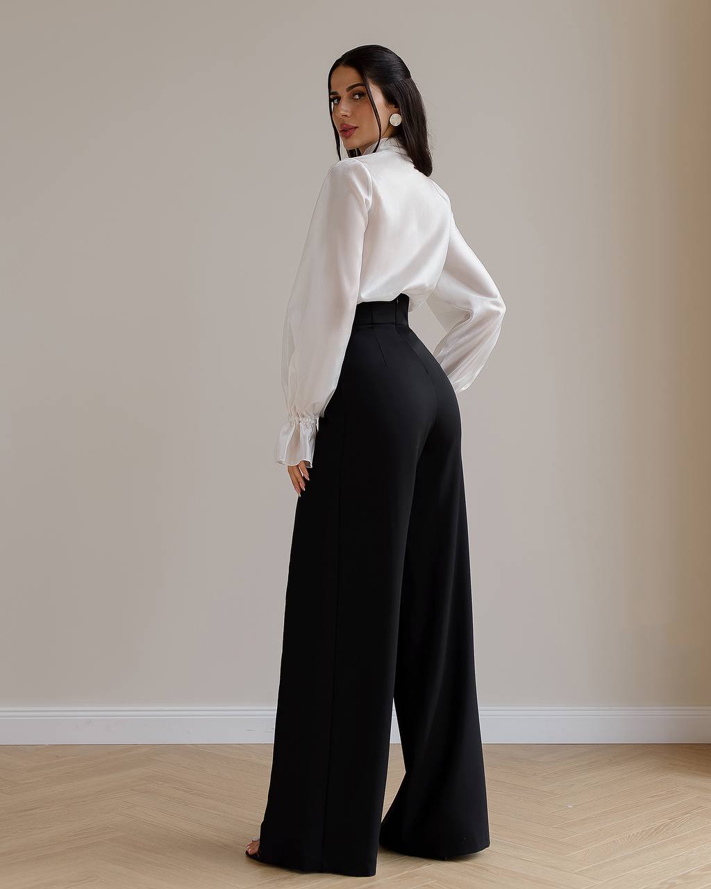 Premium Crepe Diagonal Suiting Pants with Corset Waistband for Women