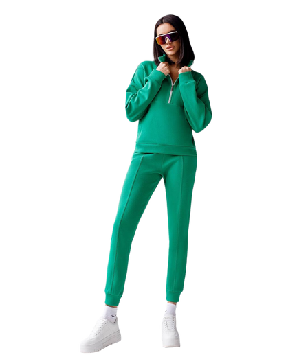 Womens Knitwear Sweatshirt and Pants Set with Zipper