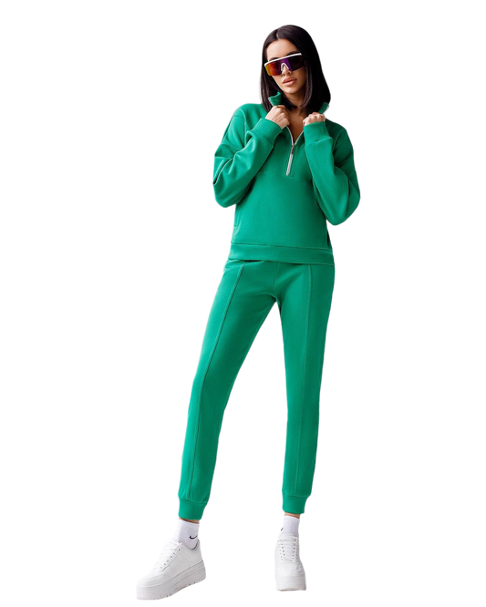 Womens Knitwear Sweatshirt and Pants Set with Zipper