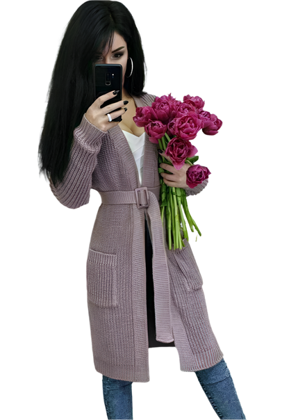 Winston Long Wool Blend Cardigan with Belt for Women