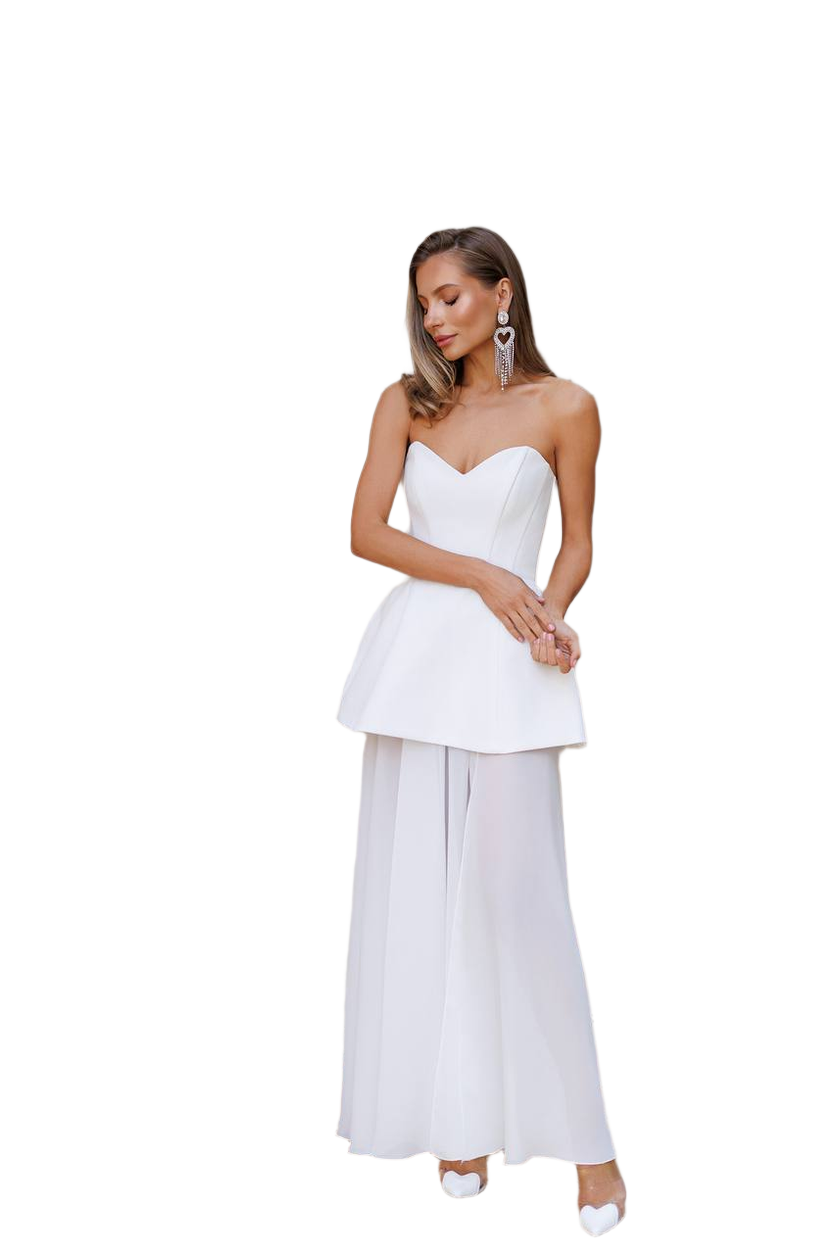Premium Quality White Peplum Dress and Skirt Set for Women