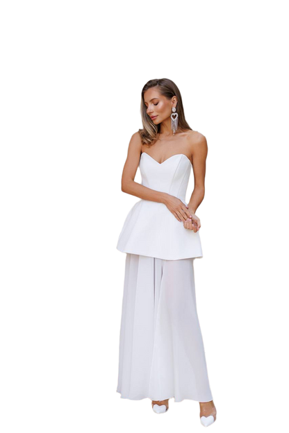 Premium Quality White Peplum Dress and Skirt Set for Women