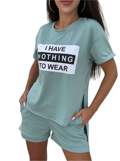 Eddi Two-Piece Women Suit with Printed T-Shirt and Mid-Rise Shorts