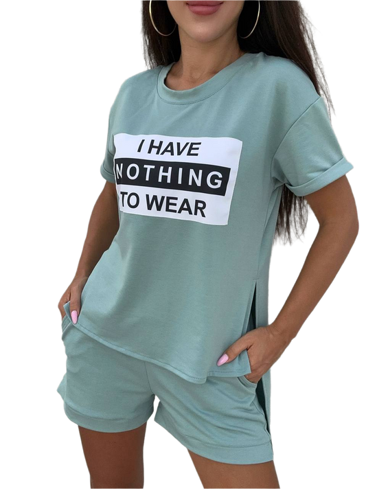 Eddi Two-Piece Women Suit with Printed T-Shirt and Mid-Rise Shorts
